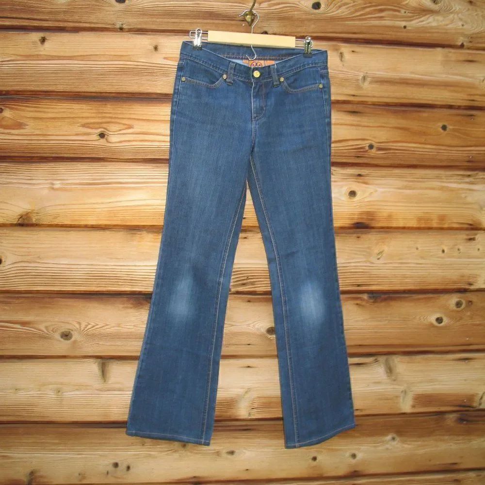 Tory Burch Tory Classic Boot Cut Medium Dark Wash Jeans